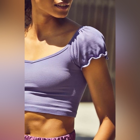 FP Movement by Free People Tops - Free People Happiness Runs Puff Sleeve Crop Tank NWOT